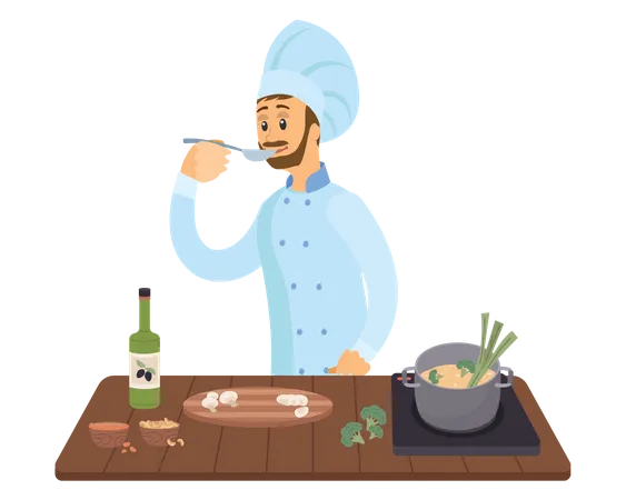 Cozinheiro fazendo prato  Ilustração