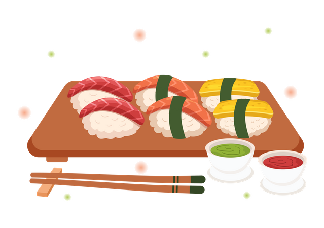 Prato de sushi  Ilustração