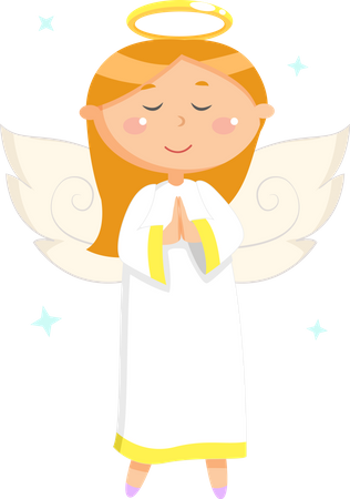 Praying Angel in Dress  Illustration