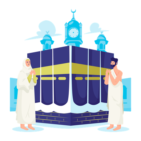 Praying in front of Kaaba  Illustration