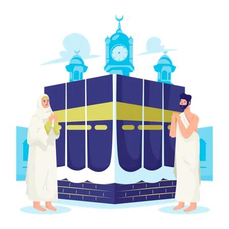 Praying in front of Kaaba  Illustration