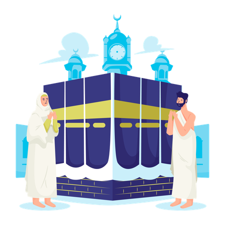 Praying in front of Kaaba  Illustration