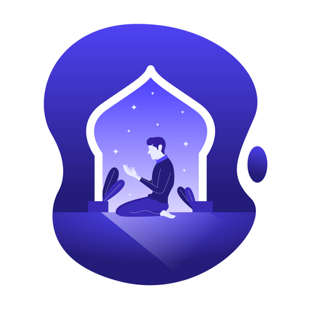 Praying Muslim Islam Praying illustration flat design  Illustration