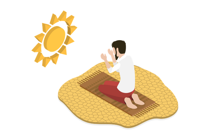 Praying Muslim Man  Illustration