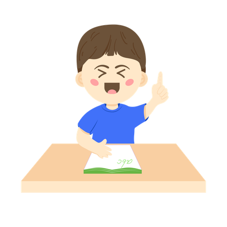 Pre School boy studying in class  Illustration