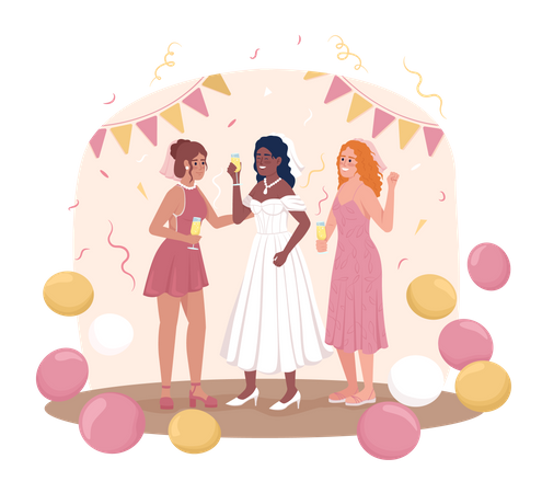 Pre wedding party for bride  Illustration