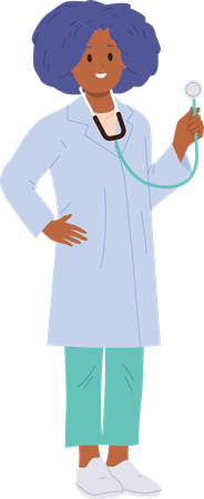 Préadolescente, médecin, agent de santé  Illustration