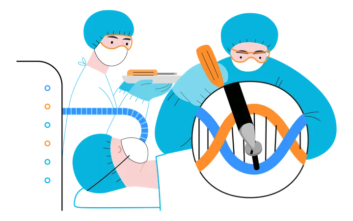 Bio Technology Gene Level Surgery Modern Flat Vector Concept Illustration Of Precise Genetic Modifications At The Molecular Leve Metaphor Of Treating Genetic Disorders And Enhancing Human Health Illustration