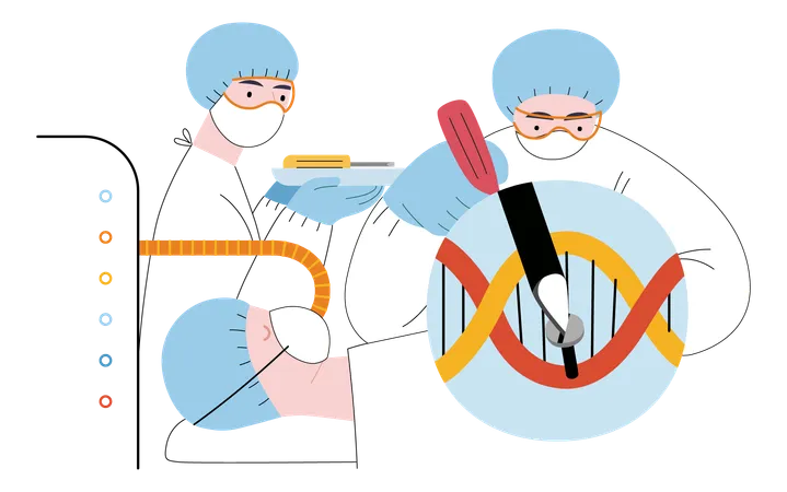 Bio Technology Gene Level Surgery Modern Flat Vector Concept Illustration Of Precise Genetic Modifications At The Molecular Leve Metaphor Of Treating Genetic Disorders And Enhancing Human Health Illustration