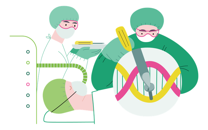 Precise genetic modifications at the molecular level  Illustration