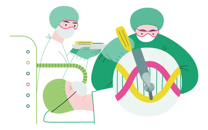 Precise genetic modifications at the molecular level  Illustration