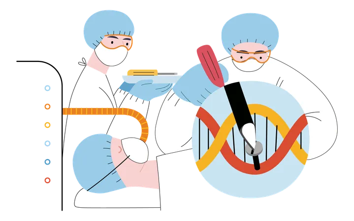 Precise genetic modifications at the molecular level  Illustration