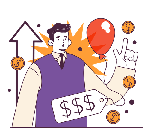 Crescimento dos preços como indicador de recessão e prolongado  Illustration