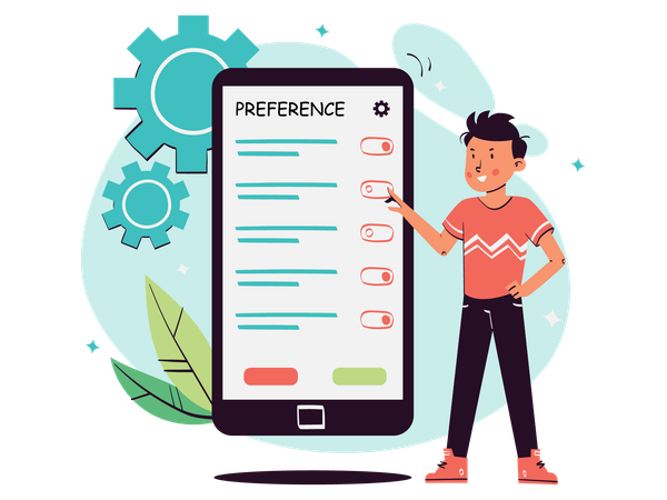 Preferências de configuração do usuário para celular  Ilustração