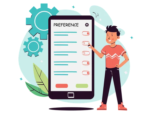 Preferencias de configuración del usuario del móvil  Ilustración