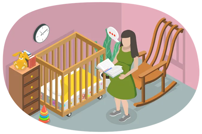 3 D Isometric Flat Vector Conceptual Illustration Of Pregnancy Self Education Birth Planning Illustration