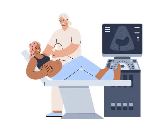 Pregnancy  sonogram examination  Illustration