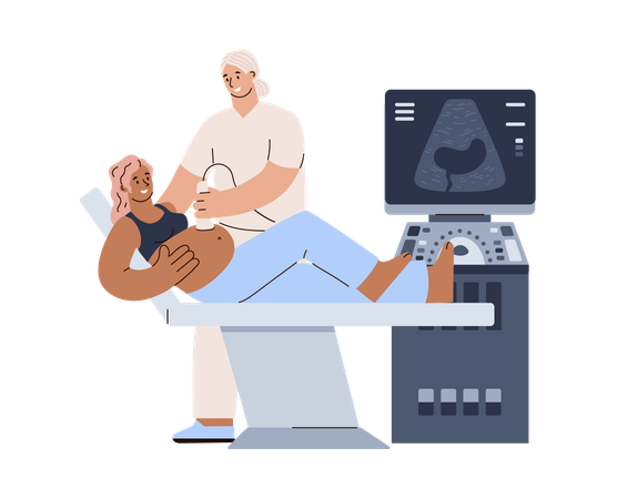 Pregnancy  sonogram examination  Illustration