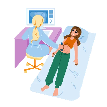 Medical Gynecologist Woman Health Vector Patient Gynecology Female Examination Consultation Medicine Medical Gynecologist Woman Health Character People Flat Cartoon Illustration イラスト