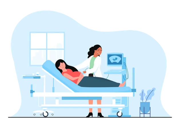 Pregnancy ultrasound diagnosis scan  Illustration