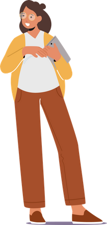 Pregnant Businesswoman With Tablet In Hand  Illustration