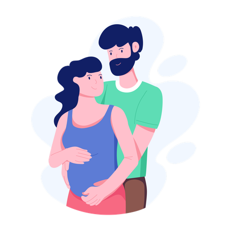 Pregnant Couple happy to welcome new baby  Illustration