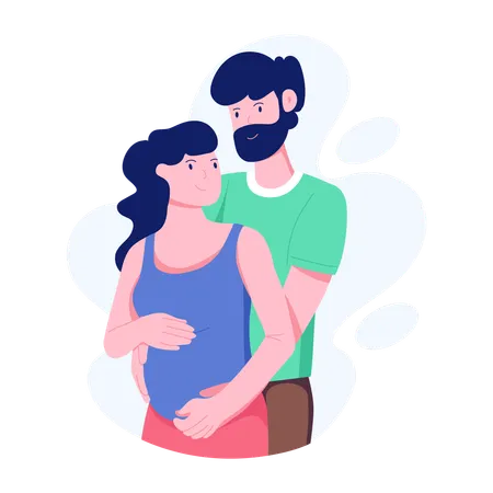 Pregnant Couple happy to welcome new baby  Illustration