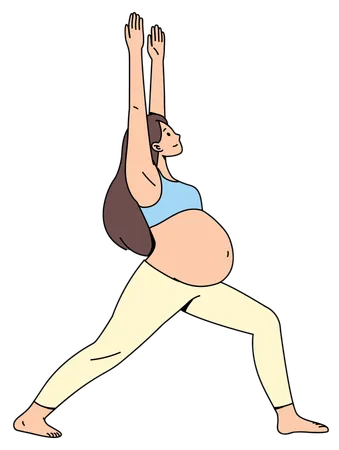 Pregnant Female doing Crescent Lunge Pose Yoga  イラスト