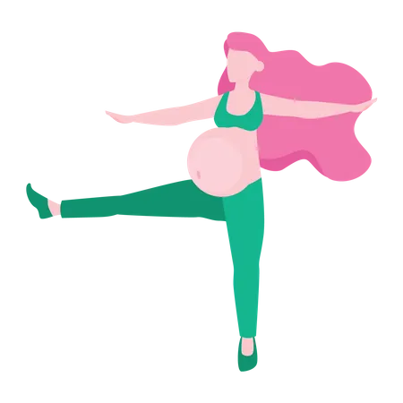 Pregnant female doing exercise Illustration