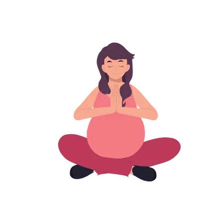 Pregnant female doing Meditation  Illustration