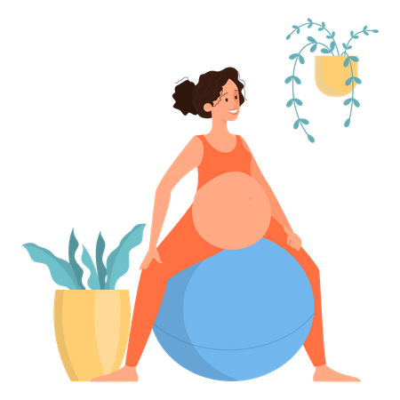 Pregnant female doing workout  Illustration