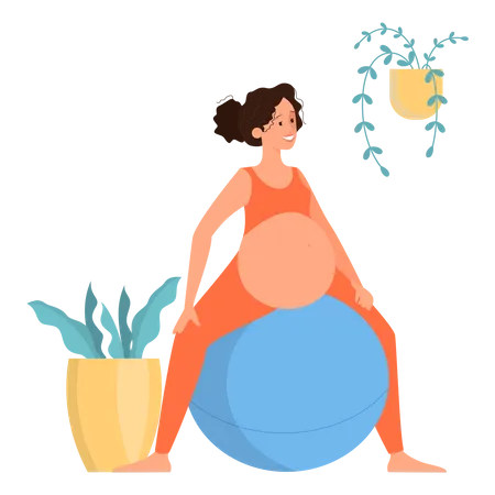 Pregnant female doing workout  Illustration