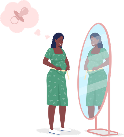 Pregnant Female Measuring Baby Belly  Illustration