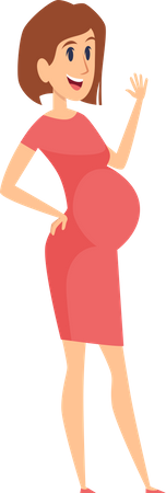 Pregnant female raising hand  Illustration