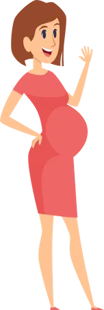 Pregnant female raising hand  Illustration