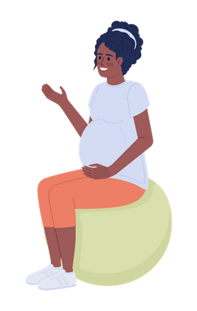 Pregnant female sitting on exercise ball  Illustration