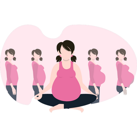 Pregnant girl doing yoga Illustration