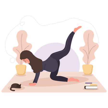 Pregnant girl doing yoga Illustration