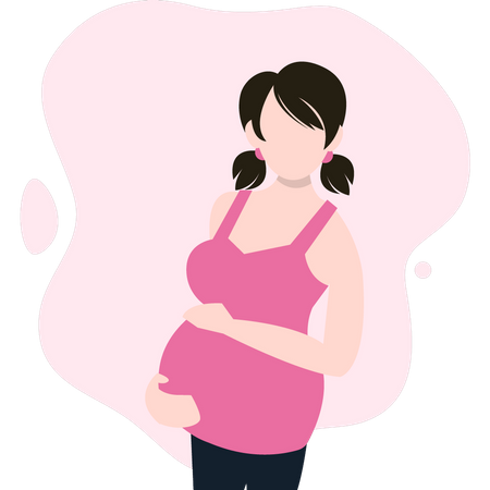 Pregnant girl is standing Illustration