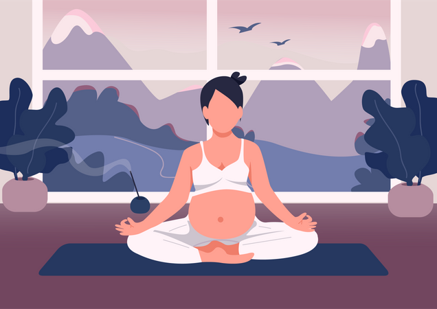 Pregnant girl Meditating  Illustration