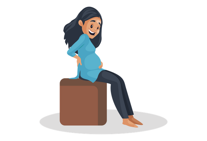 Pregnant girl sitting on sofa chair Illustration