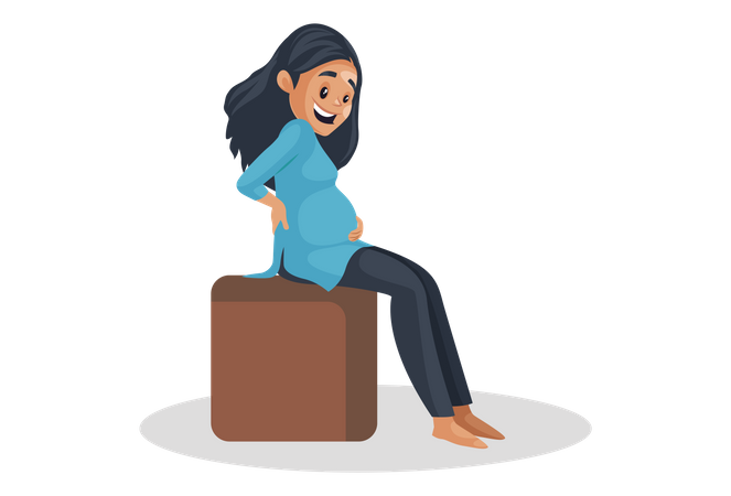 Pregnant girl sitting on sofa chair  Illustration