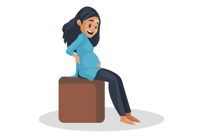 Pregnant girl sitting on sofa chair  Illustration