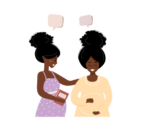 Pregnant girl talking to each other Illustration