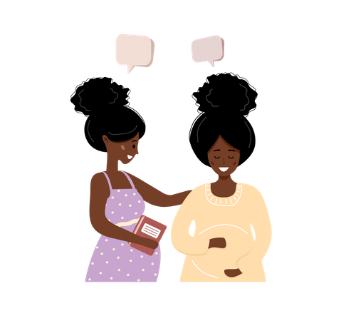 Pregnant girl talking to each other  Illustration