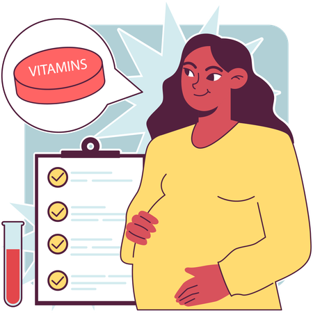 Pregnant girl with medical report  Illustration