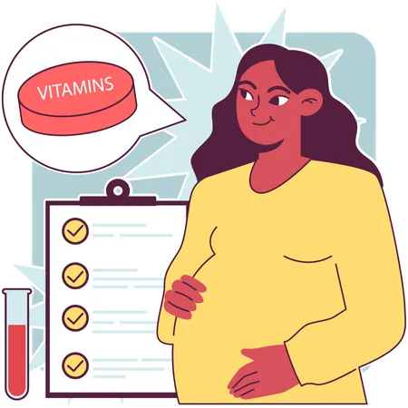 Pregnant girl with medical report  Illustration