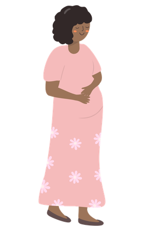 Pregnant giving standing pose  Illustration