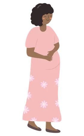 Pregnant giving standing pose  Illustration