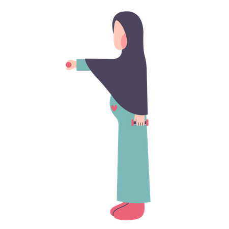 Pregnant Hijab Mother Exercising  Illustration